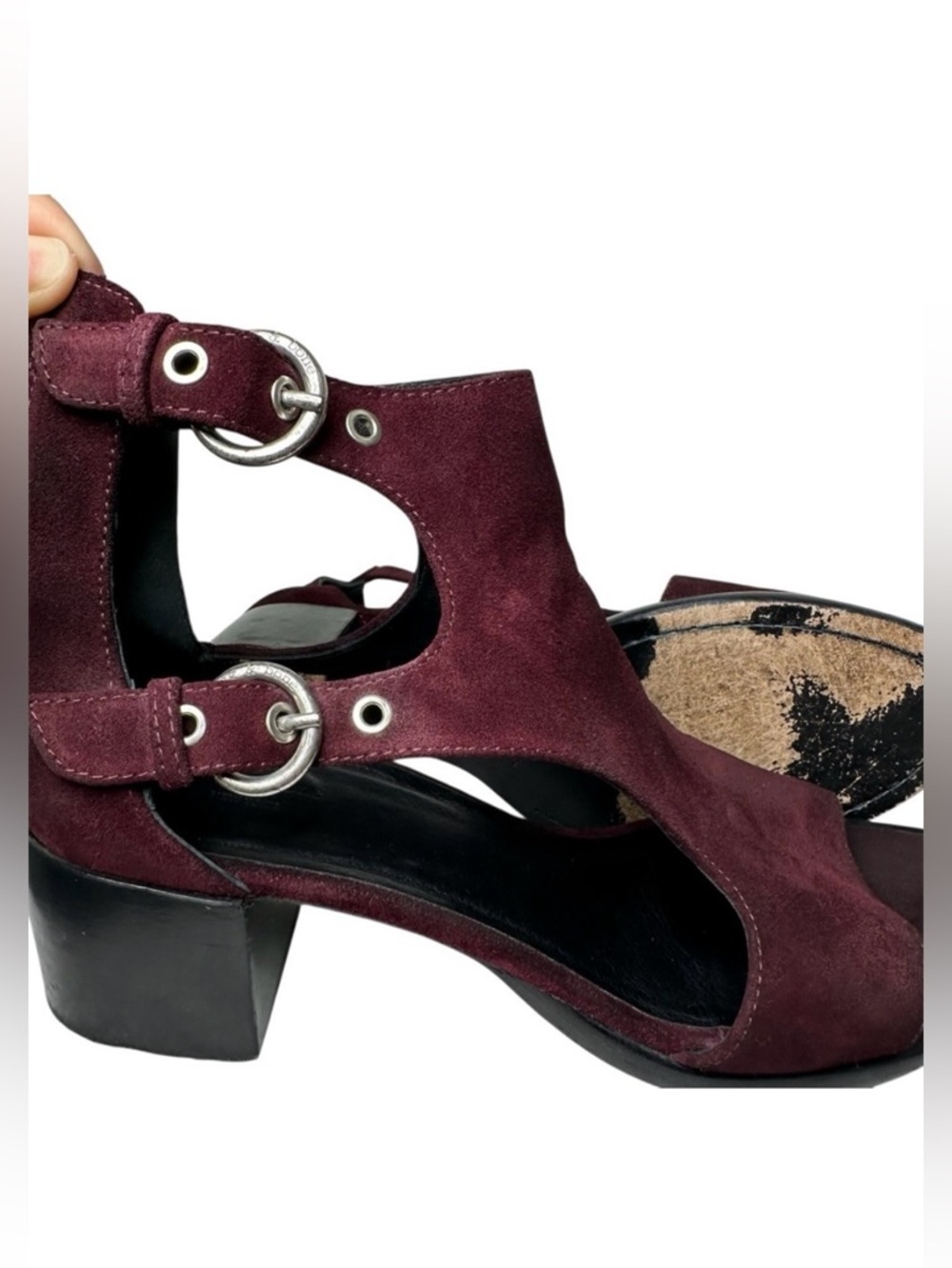 Rag & Bone Burgundy Made in Italy Suede Sandals in Size 7.5 or 8 - Picture 1 of 12